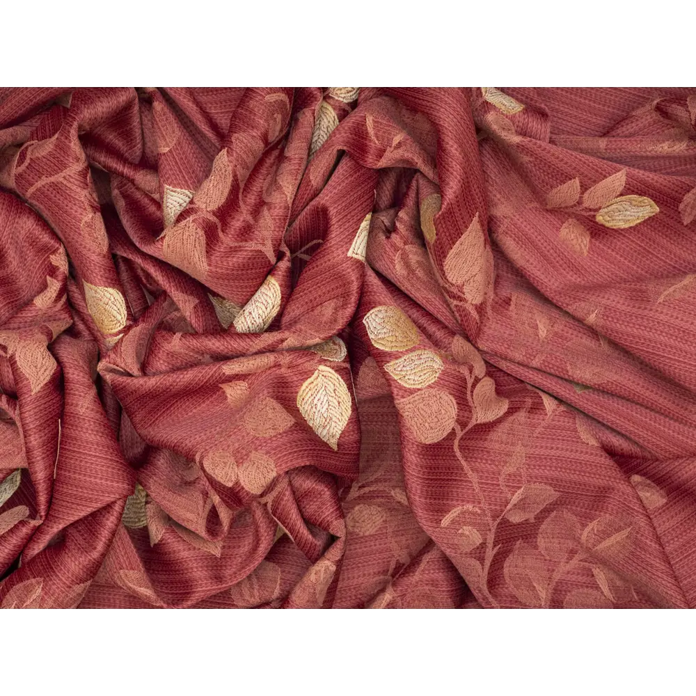 Фото 12 Штора на шторной ленте Веточки - листья 150x270 см цвет бордовый Фото 12 Штора на шторной ленте Веточки - листья 150x270 см цвет бордовый