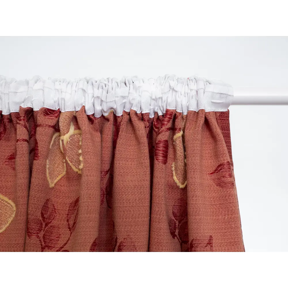 Фото 8 Штора на шторной ленте Веточки - листья 150x270 см цвет бордовый Фото 8 Штора на шторной ленте Веточки - листья 150x270 см цвет бордовый