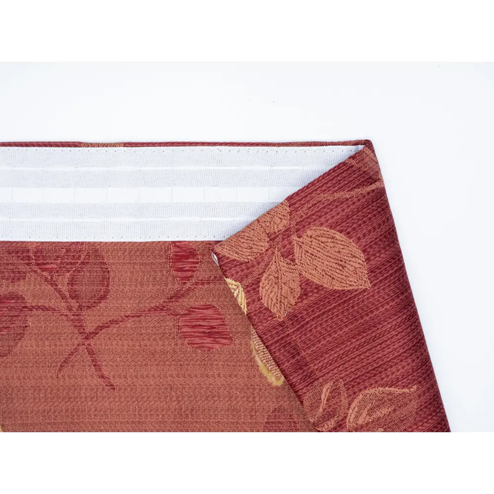 Фото 3 Штора на шторной ленте Веточки - листья 150x270 см цвет бордовый Фото 3 Штора на шторной ленте Веточки - листья 150x270 см цвет бордовый