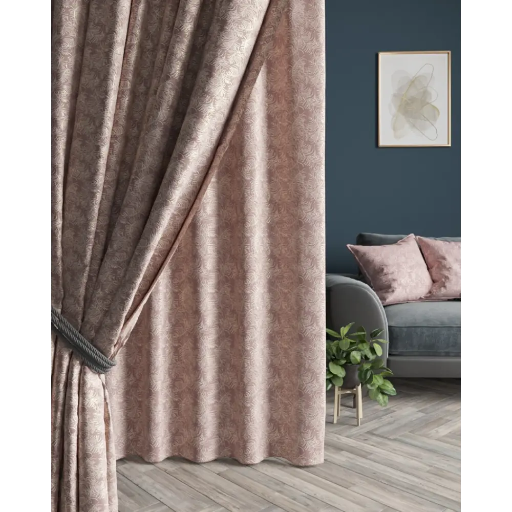 Фото Штора на шторной ленте Веточки 200x260 см цвет кофейный Фото Штора на шторной ленте Веточки 200x260 см цвет кофейный