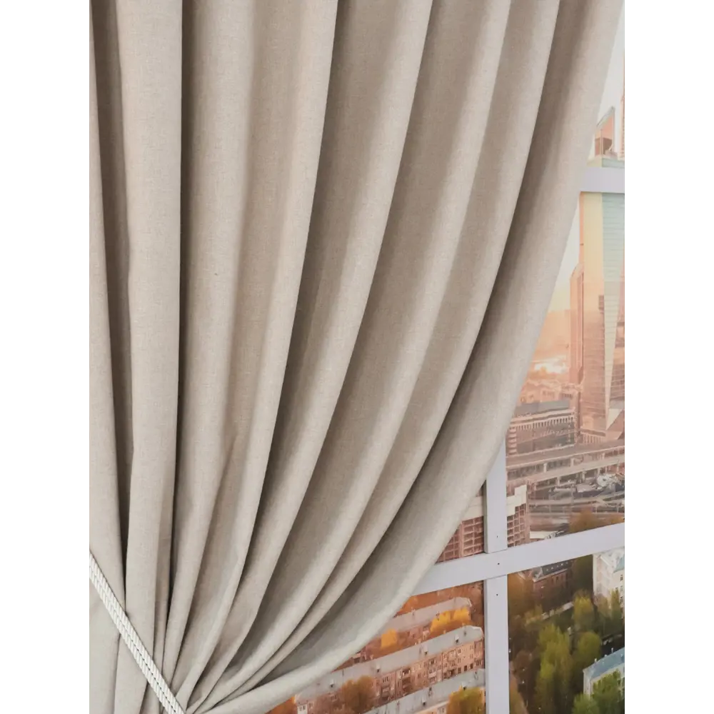 Фото 5 Штора на шторной ленте Amore Mio Лен 200x270 см цвет бежевый