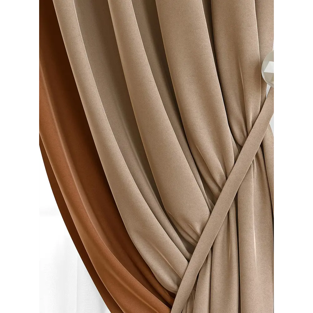 Фото 3 Комплект штор на шторной ленте AT Home Твеон 180x290 см цвет песочно-терракотовый Фото 3 Комплект штор на шторной ленте AT Home Твеон 180x290 см цвет песочно-терракотовый