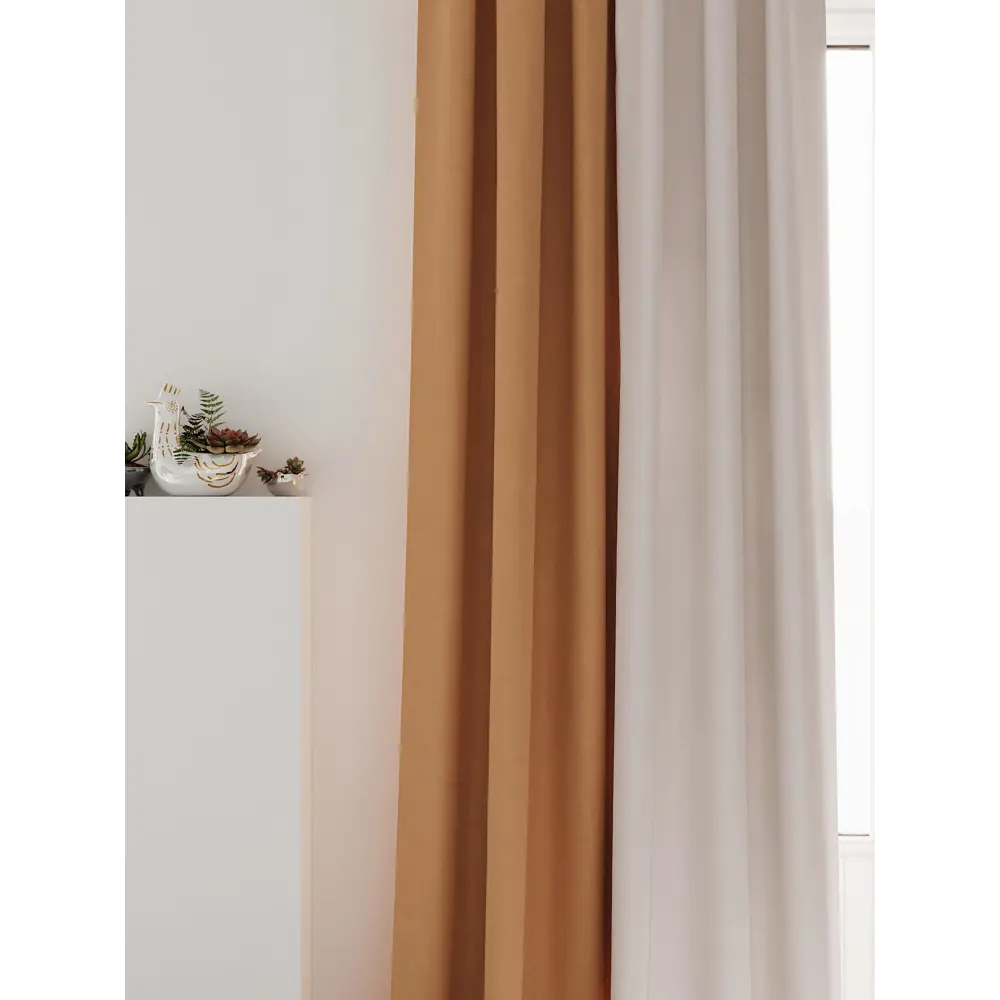 Фото 6 Комплект штор на шторной ленте AT Home Нобиус-06 145x230 см цвет бежевый Фото 6 Комплект штор на шторной ленте AT Home Нобиус-06 145x230 см цвет бежевый
