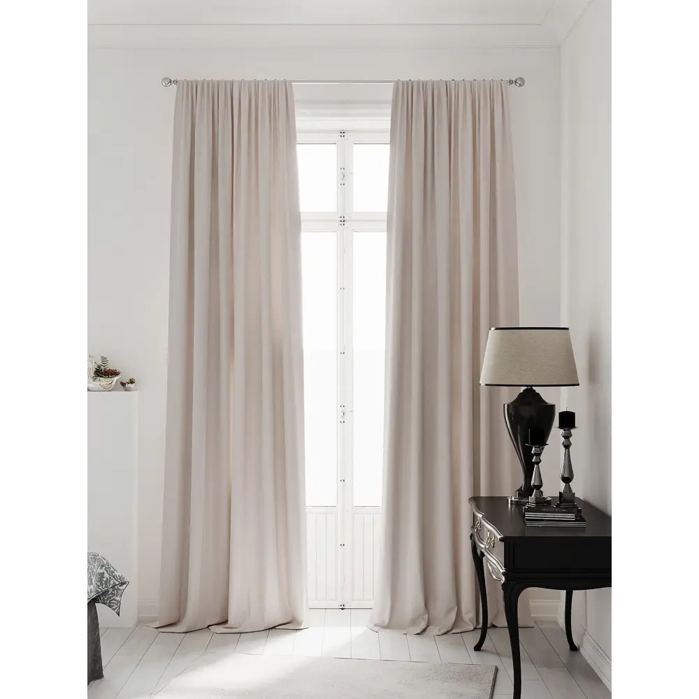 Фото 2 Комплект штор на шторной ленте AT Home Нобиус-05 145x250 см цвет бежевый Фото 2 Комплект штор на шторной ленте AT Home Нобиус-05 145x250 см цвет бежевый