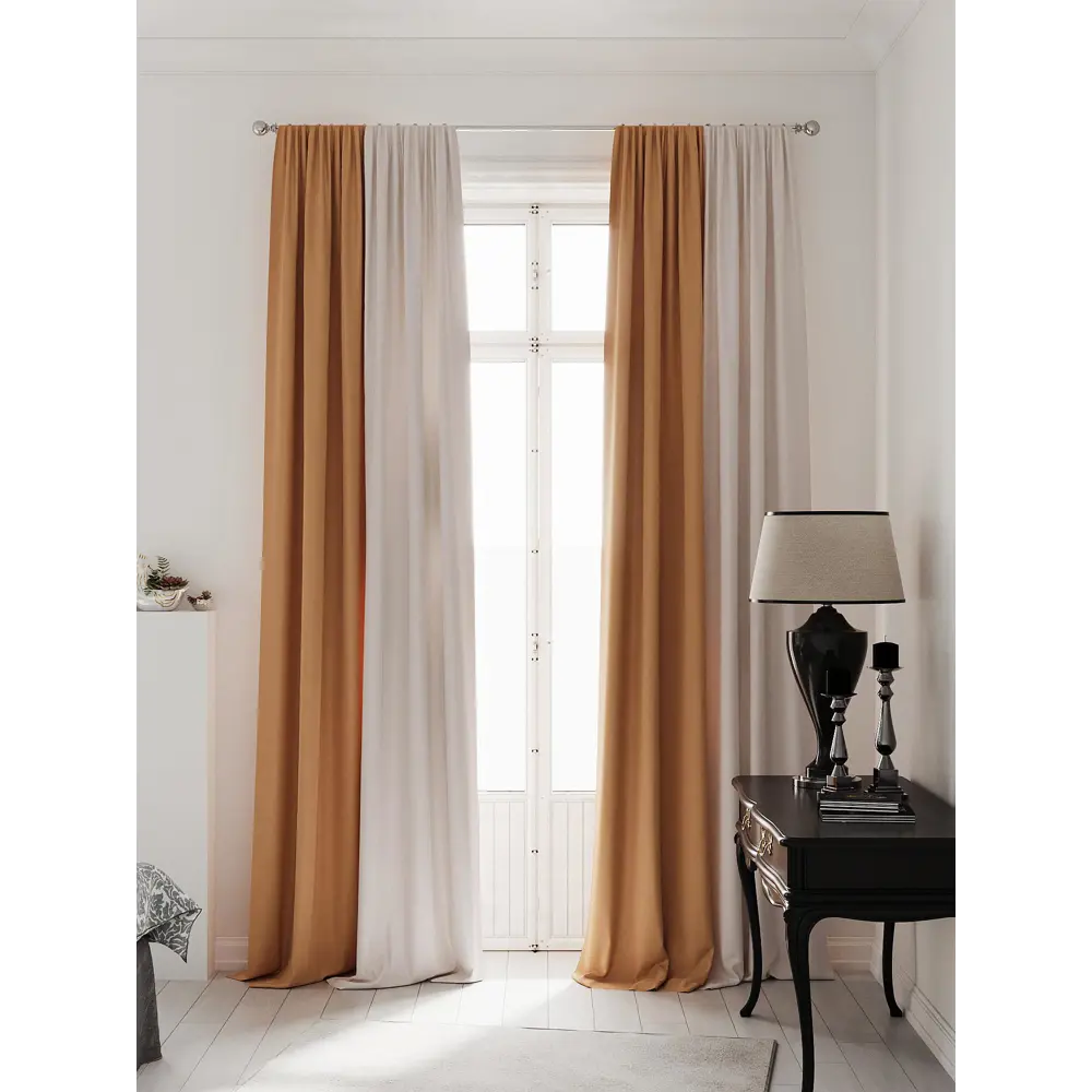 Фото 2 Комплект штор на шторной ленте AT Home Нобиус-06 145x320 см цвет бежевый