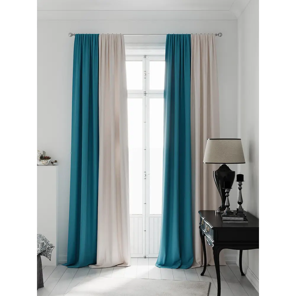 Фото 2 Комплект штор на шторной ленте AT Home Нобиус-17 145x250 см цвет бежевый Фото 2 Комплект штор на шторной ленте AT Home Нобиус-17 145x250 см цвет бежевый