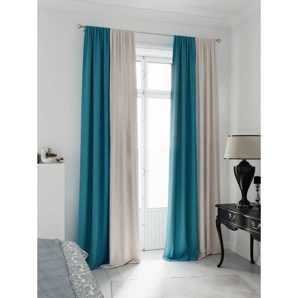 Фото 3 Комплект штор на шторной ленте AT Home Нобиус-17 145x250 см цвет бежевый Фото 3 Комплект штор на шторной ленте AT Home Нобиус-17 145x250 см цвет бежевый