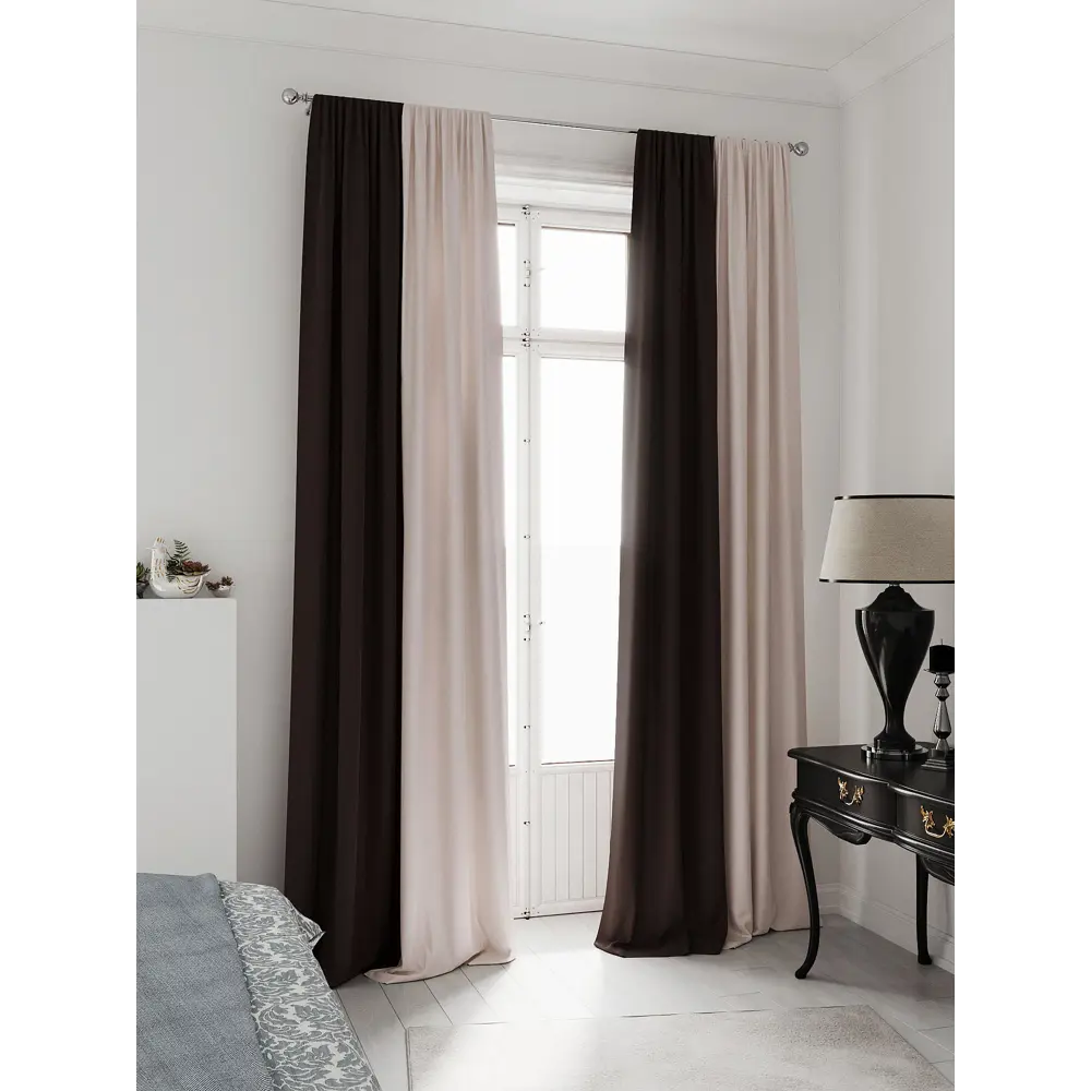 Фото 3 Комплект штор на шторной ленте AT Home Нобиус-26 145x300 см цвет бежевый