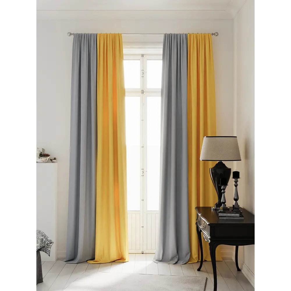 Фото 2 Комплект штор на шторной ленте AT Home Нобиус-33 145x320 см цвет синий/голубой Фото 2 Комплект штор на шторной ленте AT Home Нобиус-33 145x320 см цвет синий/голубой