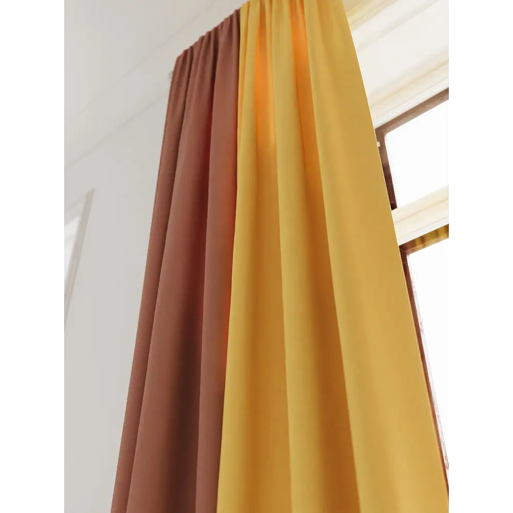 Фото 7 Комплект штор на шторной ленте AT Home Нобиус-32 145x290 см цвет желтый/золото