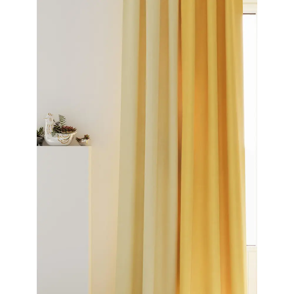 Фото 6 Комплект штор на шторной ленте AT Home Нобиус-39 145x320 см цвет желтый/золото Фото 6 Комплект штор на шторной ленте AT Home Нобиус-39 145x320 см цвет желтый/золото
