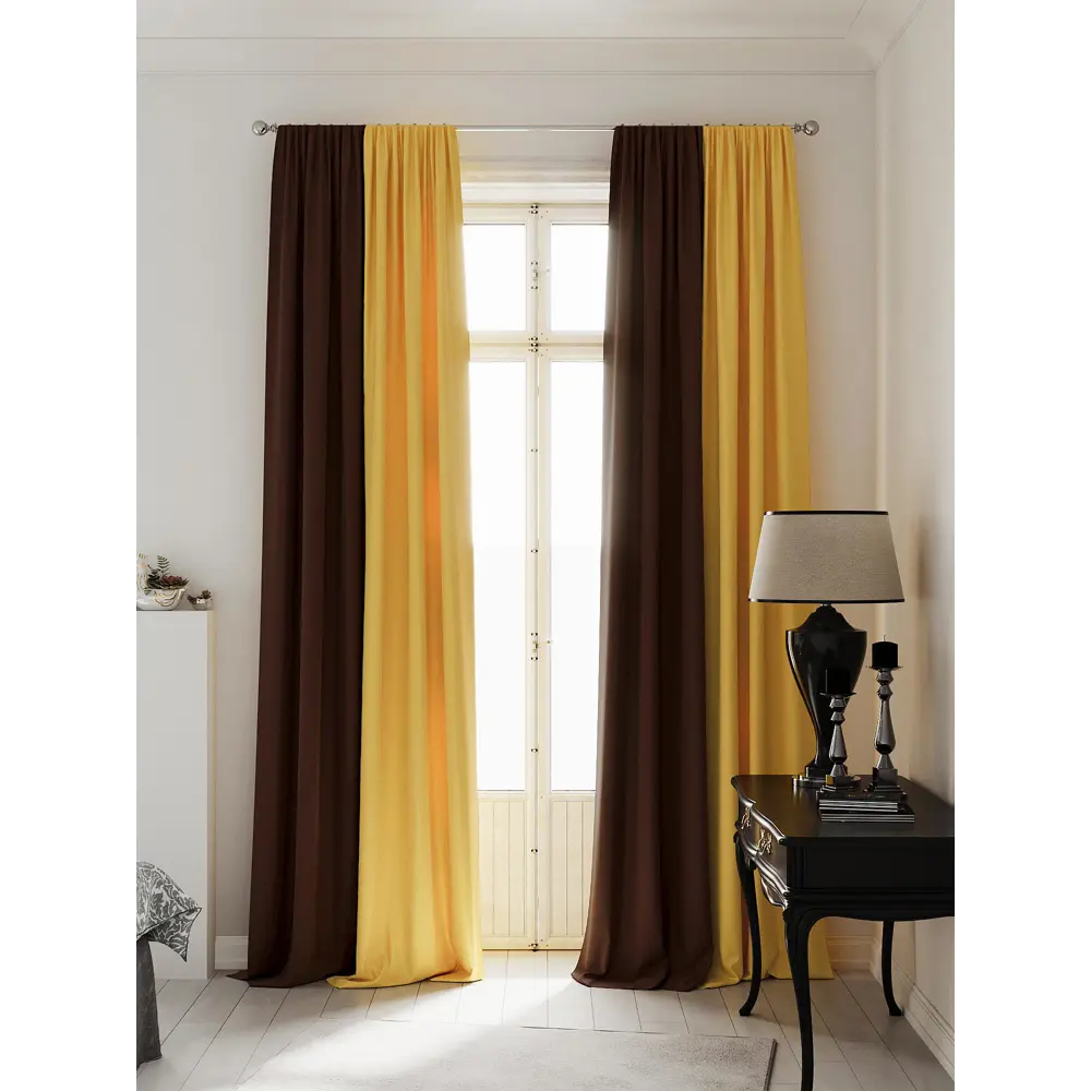 Фото 2 Комплект штор на шторной ленте AT Home Нобиус-40 145x250 см цвет коричневый Фото 2 Комплект штор на шторной ленте AT Home Нобиус-40 145x250 см цвет коричневый