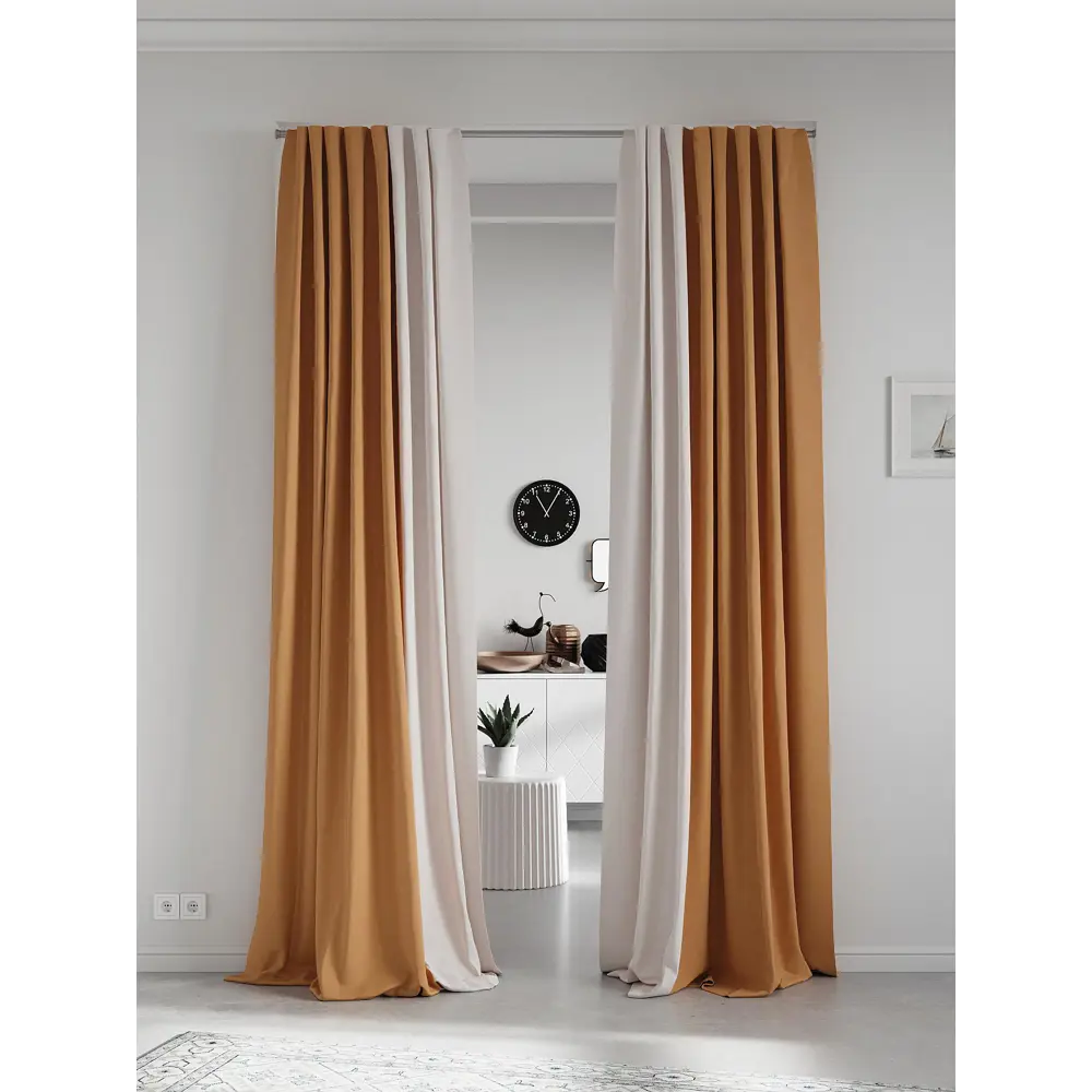 Фото 2 Комплект штор на шторной ленте AT Home Нобиус-90 145x250 см цвет бежевый Фото 2 Комплект штор на шторной ленте AT Home Нобиус-90 145x250 см цвет бежевый