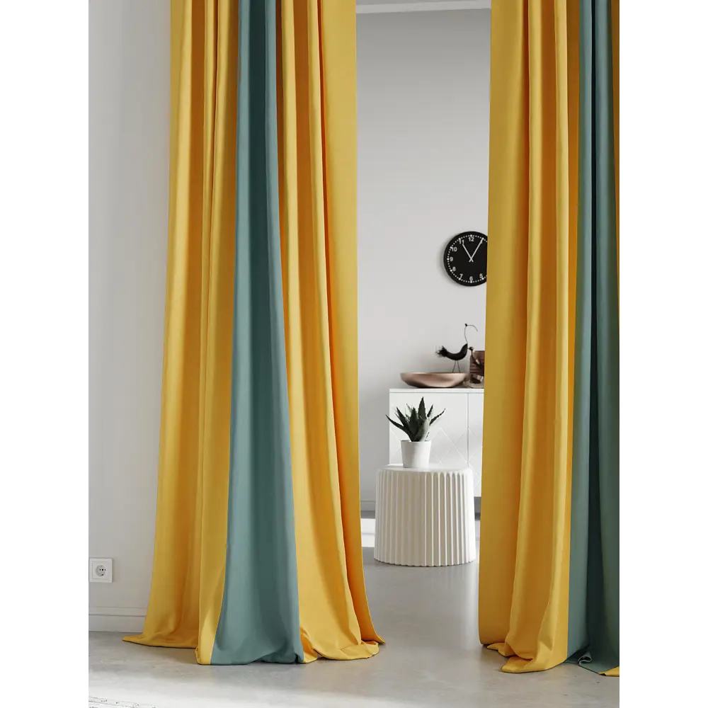 Фото 3 Комплект штор на шторной ленте AT Home Нобиус-81 180x240 см цвет желтый/золото