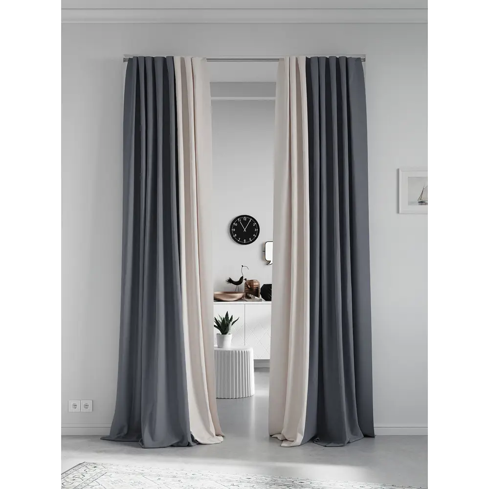 Фото 2 Комплект штор на шторной ленте AT Home Нобиус-94 145x340 см цвет бежевый