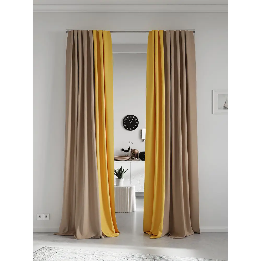 Фото 2 Комплект штор на шторной ленте AT Home Нобиус-107 145x270 см цвет бежевый