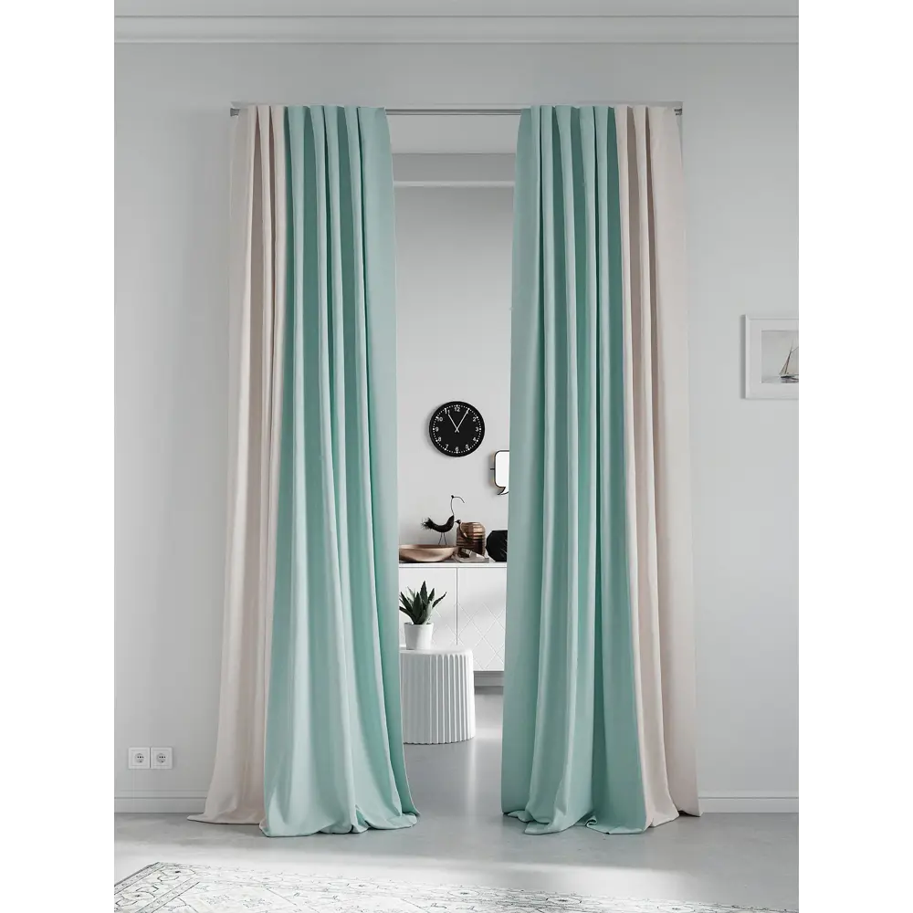 Фото 2 Комплект штор на шторной ленте AT Home Нобиус-124 145x260 см цвет бежевый Фото 2 Комплект штор на шторной ленте AT Home Нобиус-124 145x260 см цвет бежевый