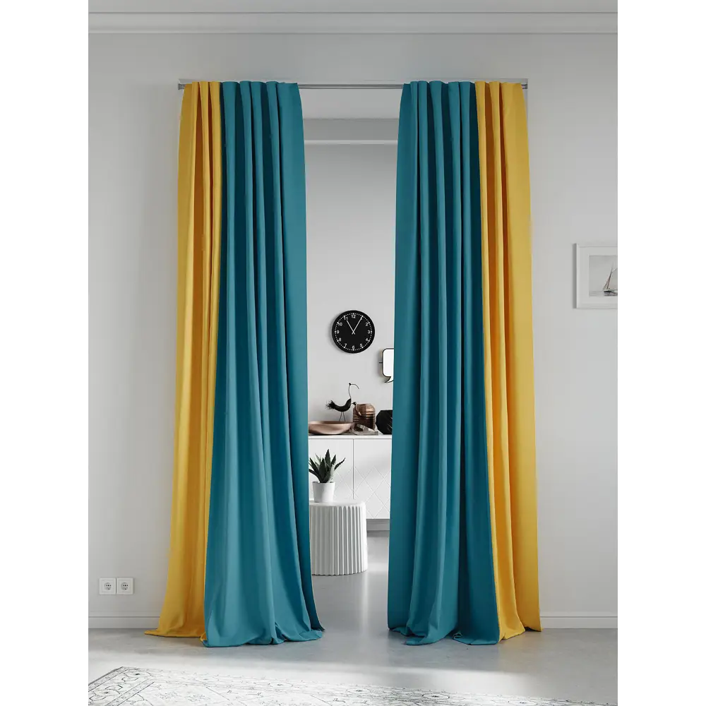 Фото 2 Комплект штор на шторной ленте AT Home Нобиус-140 145x290 см цвет желтый/золото Фото 2 Комплект штор на шторной ленте AT Home Нобиус-140 145x290 см цвет желтый/золото