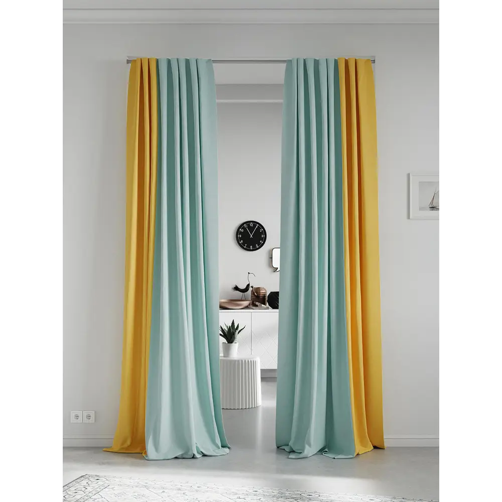 Фото 2 Комплект штор на шторной ленте AT Home Нобиус-138 145x250 см цвет желтый/золото