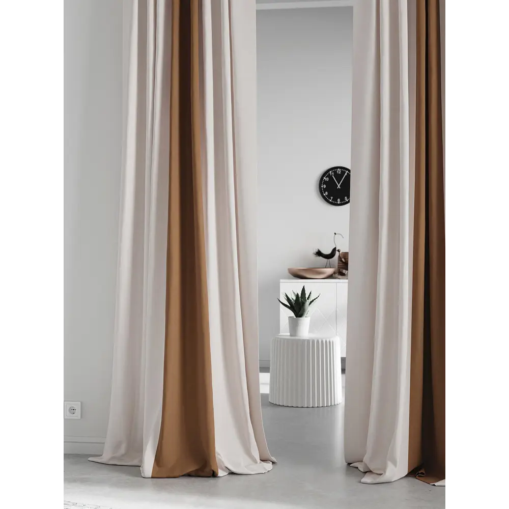 Фото 3 Комплект штор на шторной ленте AT Home Нобиус-64 180x320 см цвет бежевый Фото 3 Комплект штор на шторной ленте AT Home Нобиус-64 180x320 см цвет бежевый