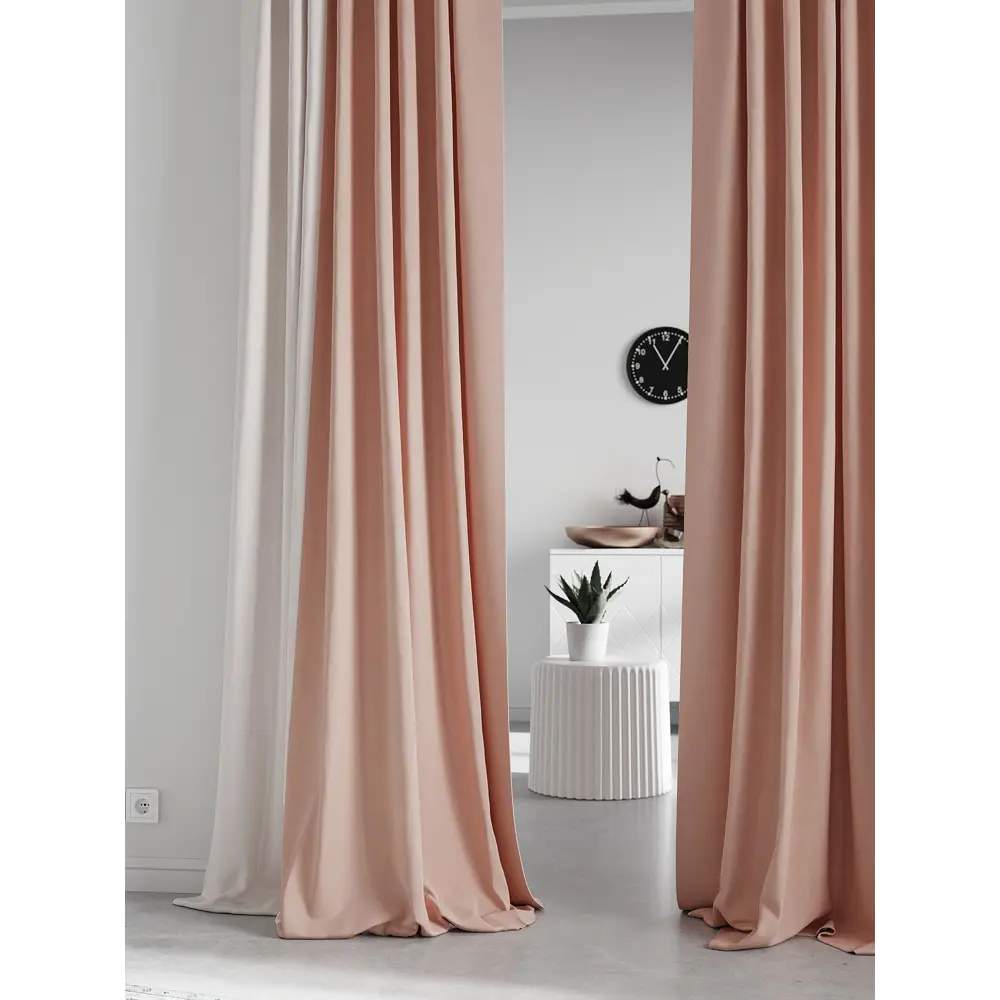 Фото 3 Комплект штор на шторной ленте AT Home Нобиус-127 145x260 см цвет слоновая кость