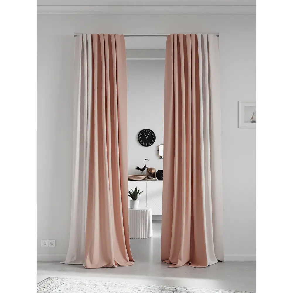 Фото 2 Комплект штор на шторной ленте AT Home Нобиус-127 145x260 см цвет слоновая кость