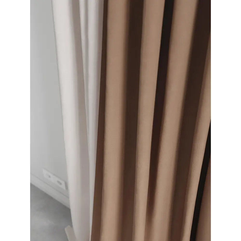 Фото 4 Комплект штор на шторной ленте AT Home Нобиус-120 145x290 см цвет темно-бежевый Фото 4 Комплект штор на шторной ленте AT Home Нобиус-120 145x290 см цвет темно-бежевый