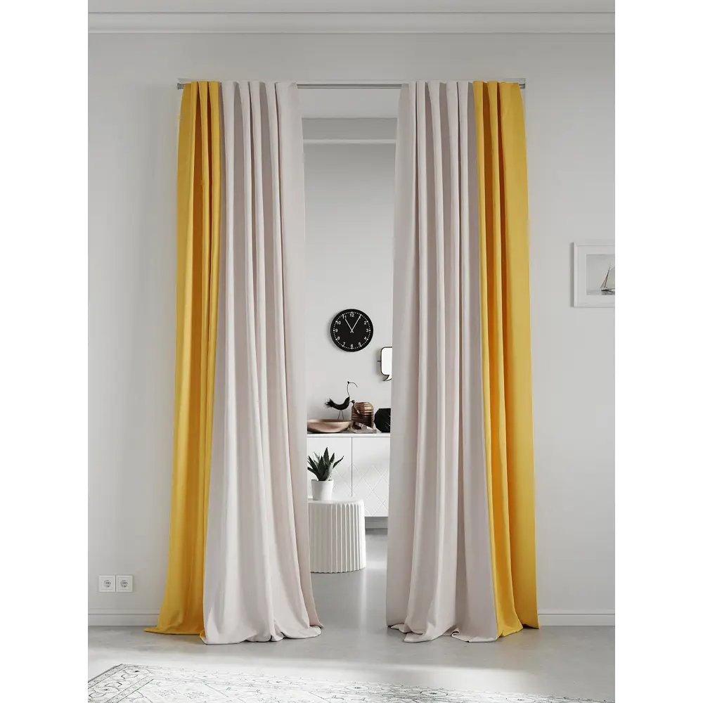 Фото 2 Комплект штор на шторной ленте AT Home Нобиус-131 145x290 см цвет слоновая кость