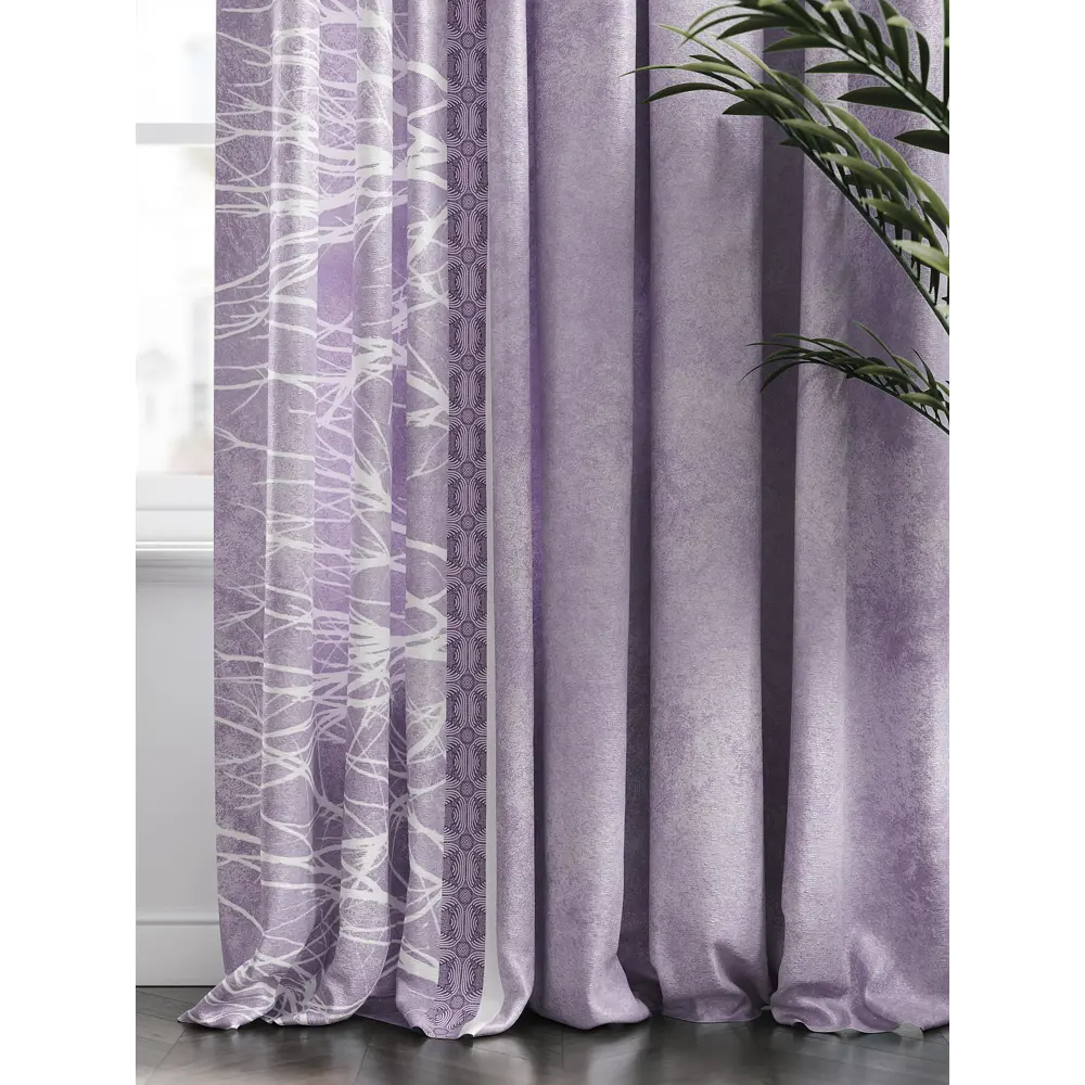 Фото 2 Комплект штор на шторной ленте AT Home Миронкис 220x250 см цвет белый Фото 2 Комплект штор на шторной ленте AT Home Миронкис 220x250 см цвет белый