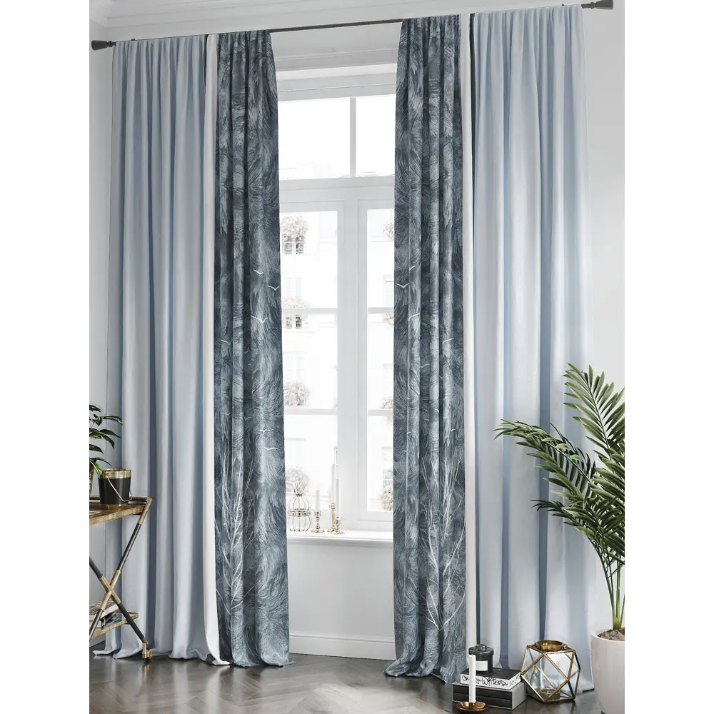 Фото Комплект штор на шторной ленте AT Home Ритимос 220x250 см цвет белый Фото Комплект штор на шторной ленте AT Home Ритимос 220x250 см цвет белый