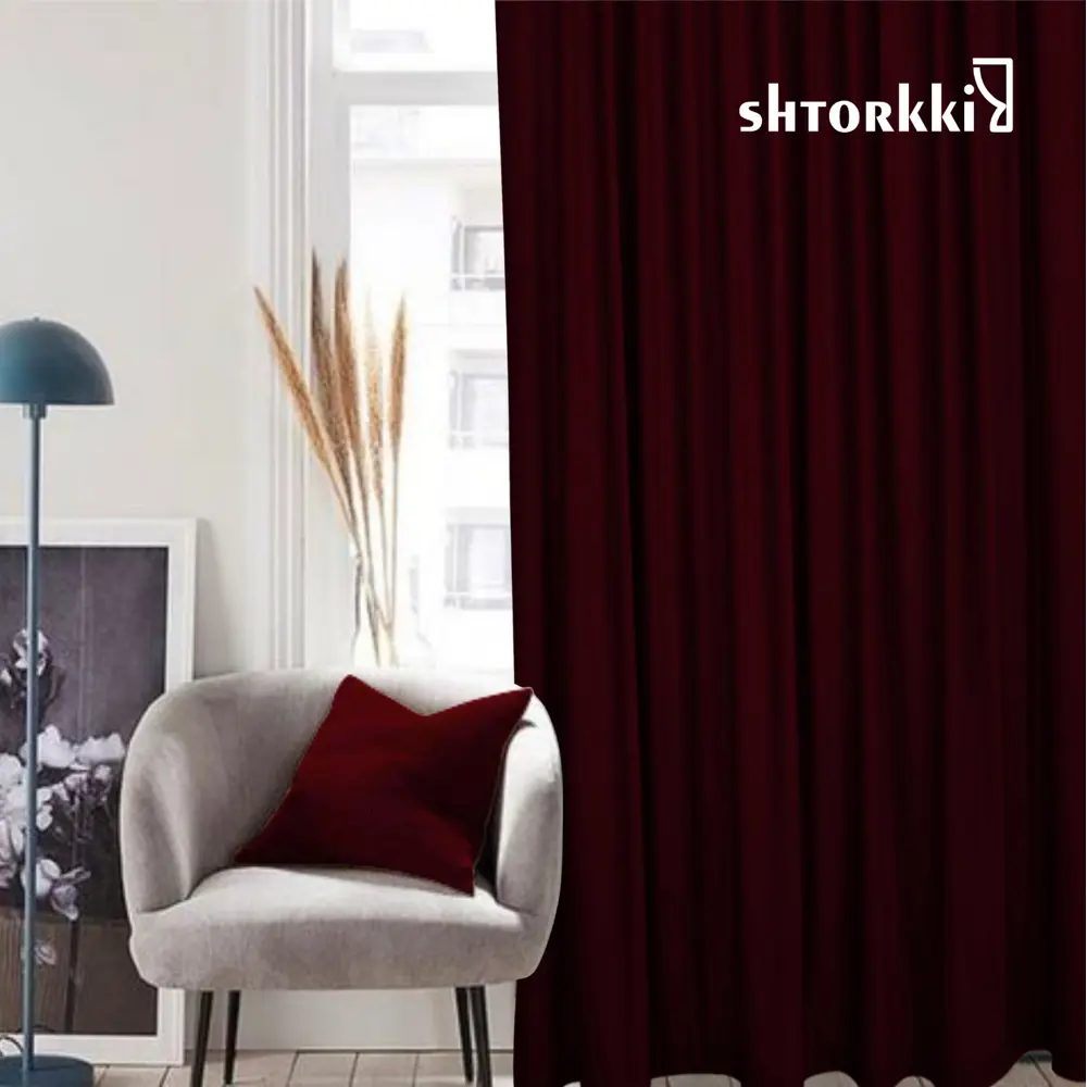 Фото 12 Комплект штор Shtorkki бархат Burgundy 175x345 см 2 шт