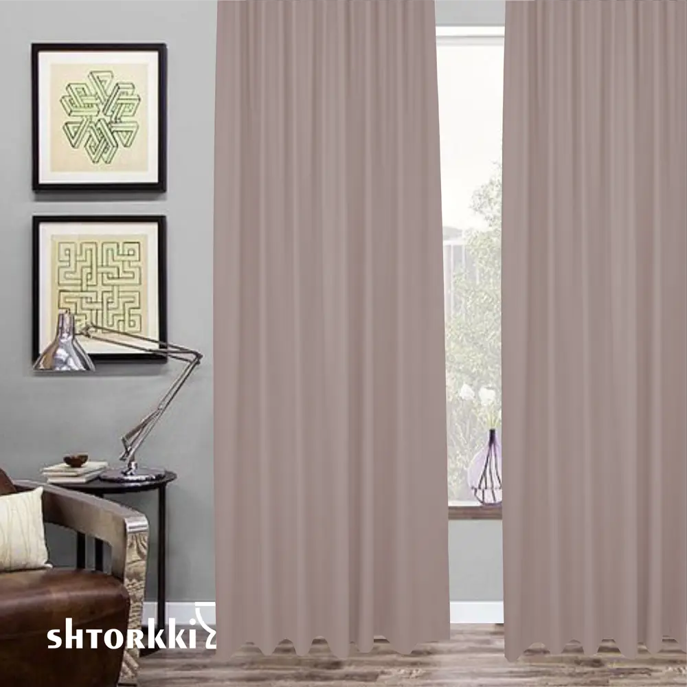 Фото 2 Комплект штор на шторной ленте Shtorkki Блэкаут Pink 300x262 см цвет розовая земля Фото 2 Комплект штор на шторной ленте Shtorkki Блэкаут Pink 300x262 см цвет розовая земля