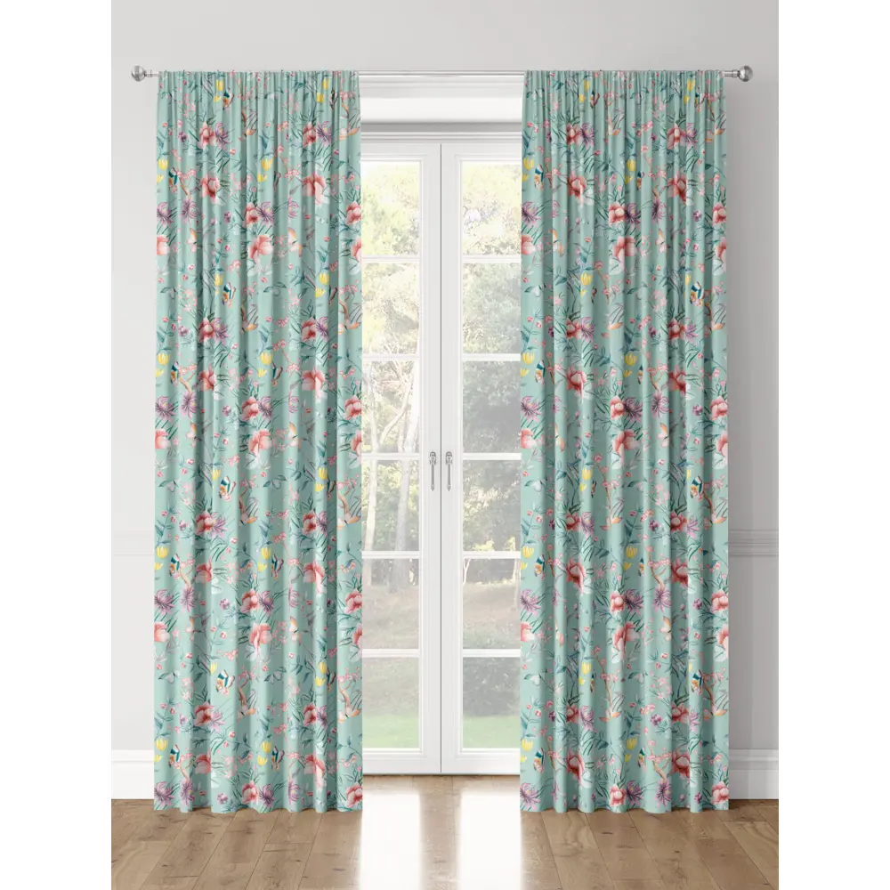 Фото 3 Комплект штор на шторной ленте Decoracion Летнее настроение 145x275 см цвет бирюзовый Фото 3 Комплект штор на шторной ленте Decoracion Летнее настроение 145x275 см цвет бирюзовый