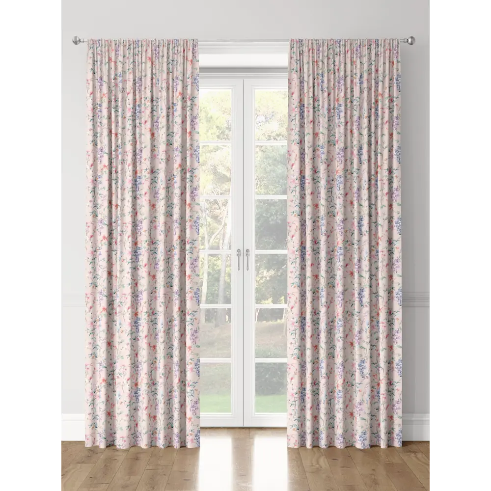 Фото 3 Комплект штор на шторной ленте Decoracion Королевские лилии 145x275 см цвет розовый Фото 3 Комплект штор на шторной ленте Decoracion Королевские лилии 145x275 см цвет розовый