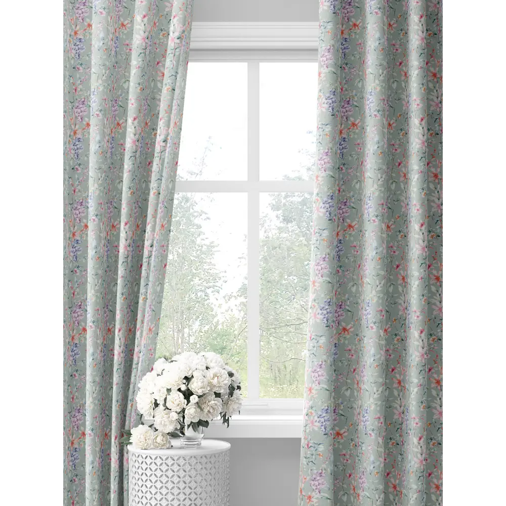 Фото Комплект штор на шторной ленте Decoracion Королевские лилии 145x275 см цвет светло-зеленый Фото Комплект штор на шторной ленте Decoracion Королевские лилии 145x275 см цвет светло-зеленый