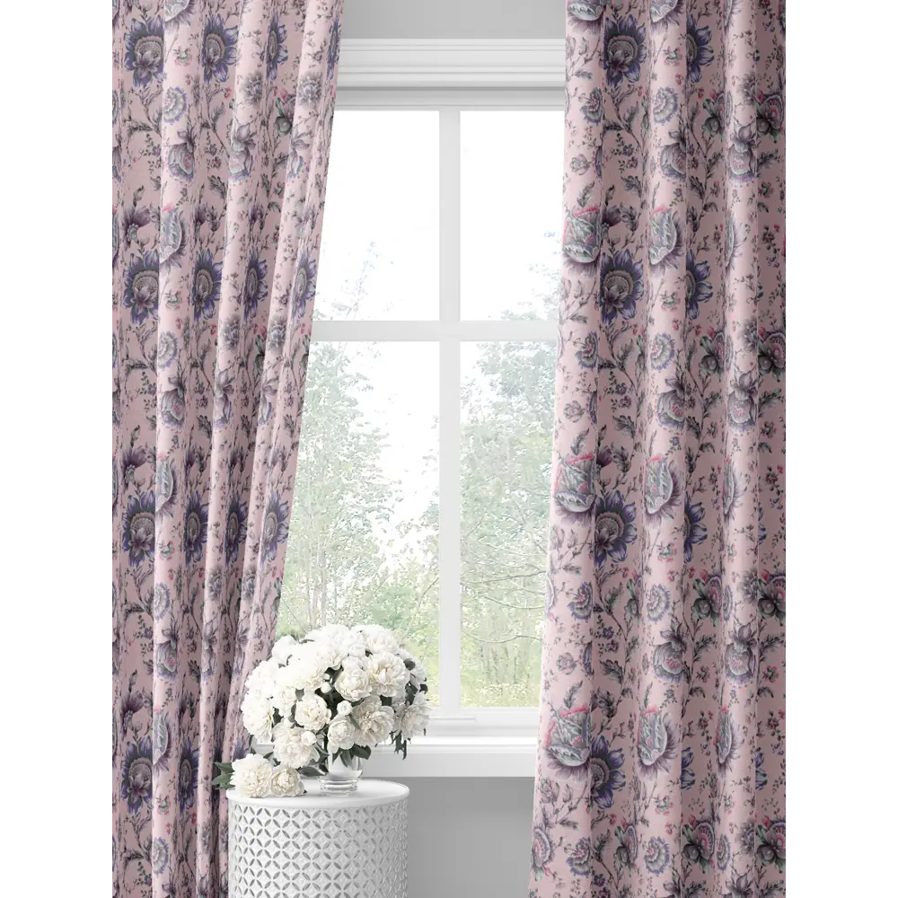 Фото Комплект штор на шторной ленте Decoracion Подсолнухи 145x275 см цвет розовый сиреневый Фото Комплект штор на шторной ленте Decoracion Подсолнухи 145x275 см цвет розовый сиреневый