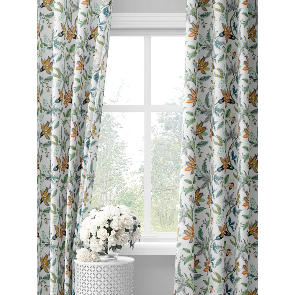 Фото Комплект штор на шторной ленте Decoracion Изящные лилии 145x275 см цвет белый Фото Комплект штор на шторной ленте Decoracion Изящные лилии 145x275 см цвет белый