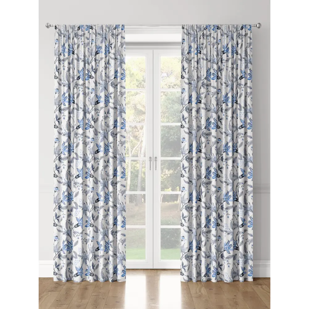 Фото 3 Комплект штор на шторной ленте Decoracion Изящные лилии 145x275 см цвет белый синий Фото 3 Комплект штор на шторной ленте Decoracion Изящные лилии 145x275 см цвет белый синий