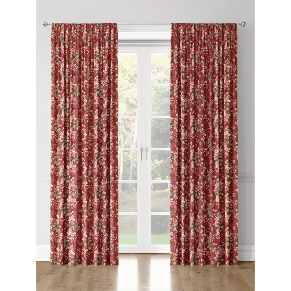 Фото 3 Комплект штор на шторной ленте Decoracion Летний аромат 145x275 см цвет бордовый Фото 3 Комплект штор на шторной ленте Decoracion Летний аромат 145x275 см цвет бордовый