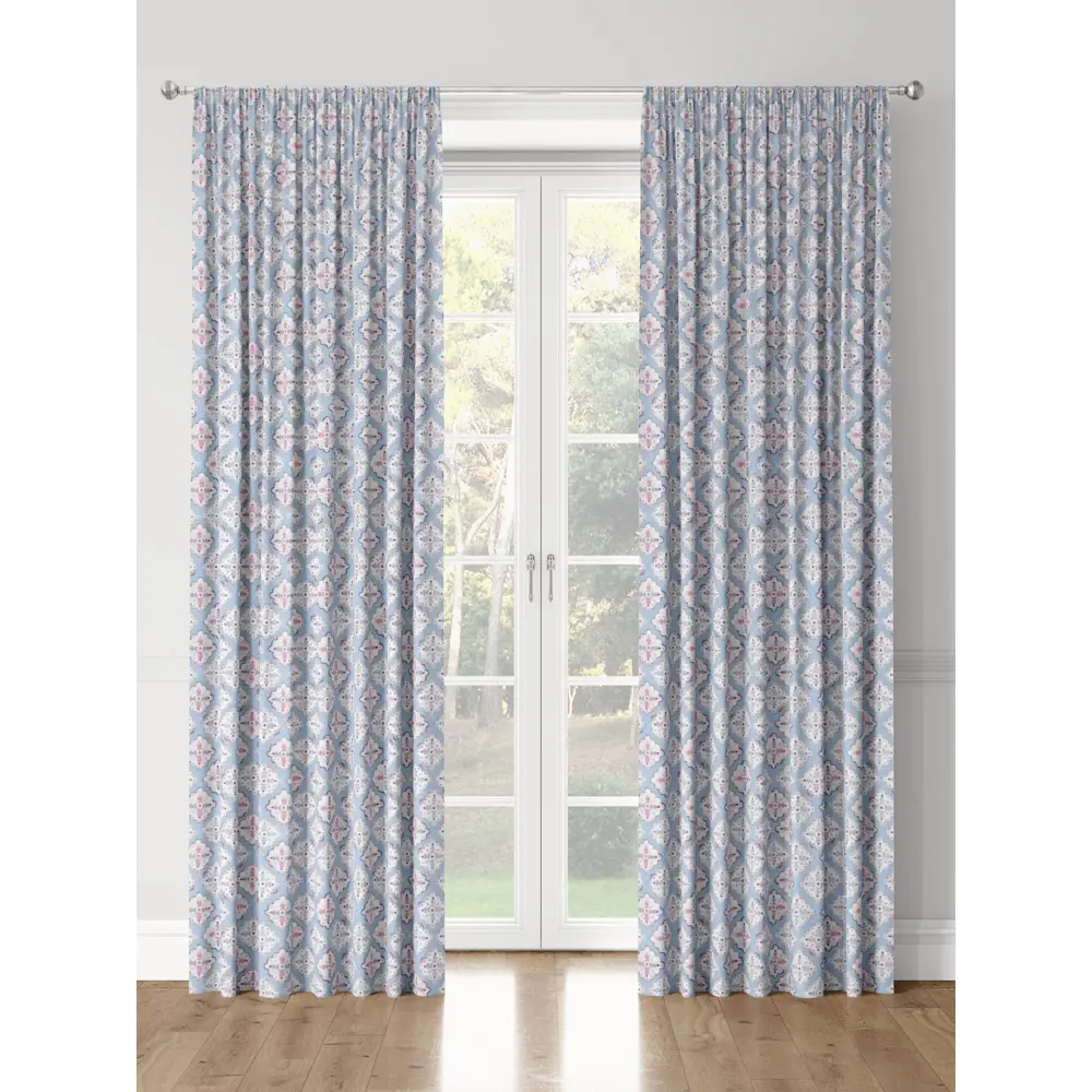 Фото 3 Комплект штор на шторной ленте Decoracion Ажурные ромбы 145x275 см цвет серый голубой Фото 3 Комплект штор на шторной ленте Decoracion Ажурные ромбы 145x275 см цвет серый голубой