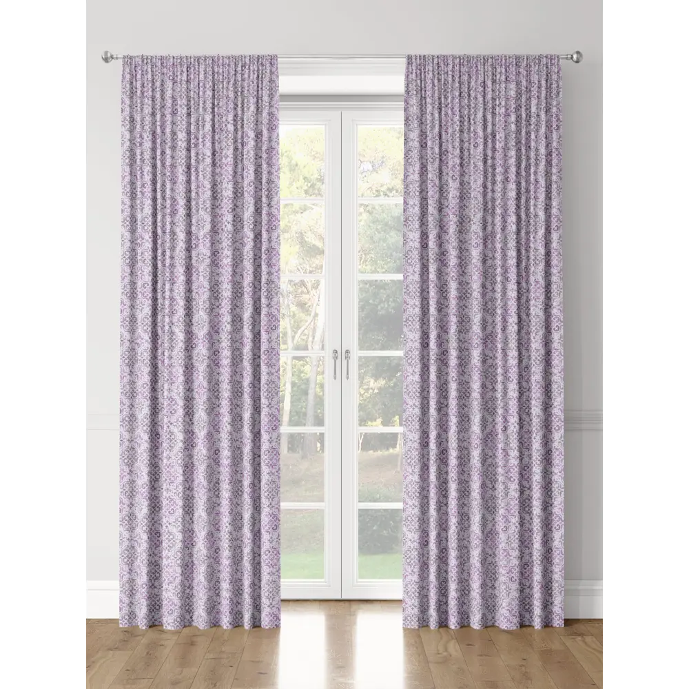 Фото 3 Комплект штор на шторной ленте Decoracion Изящный узор 145x275 см цвет сиреневый Фото 3 Комплект штор на шторной ленте Decoracion Изящный узор 145x275 см цвет сиреневый