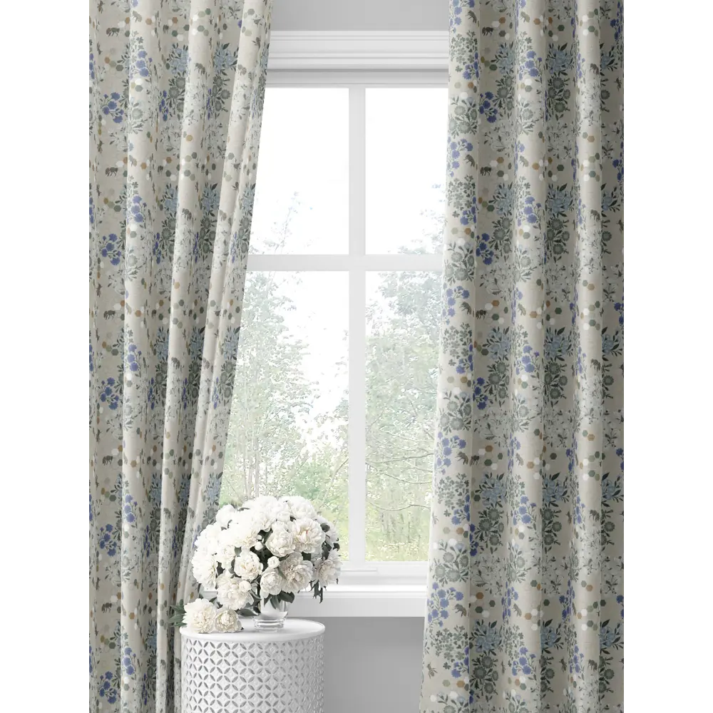 Фото Комплект штор на шторной ленте Decoracion Пчелы в цветах 145x275 см цвет серый фиолетовый светло-бежевый Фото Комплект штор на шторной ленте Decoracion Пчелы в цветах 145x275 см цвет серый фиолетовый светло-бежевый
