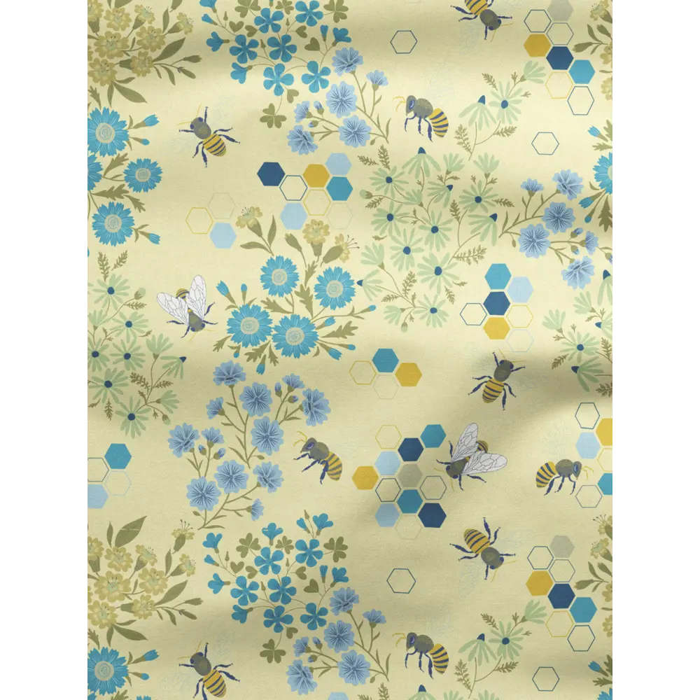 Фото 2 Комплект штор на шторной ленте Decoracion Пчелы в цветах 145x275 см цвет синий бежевый Фото 2 Комплект штор на шторной ленте Decoracion Пчелы в цветах 145x275 см цвет синий бежевый