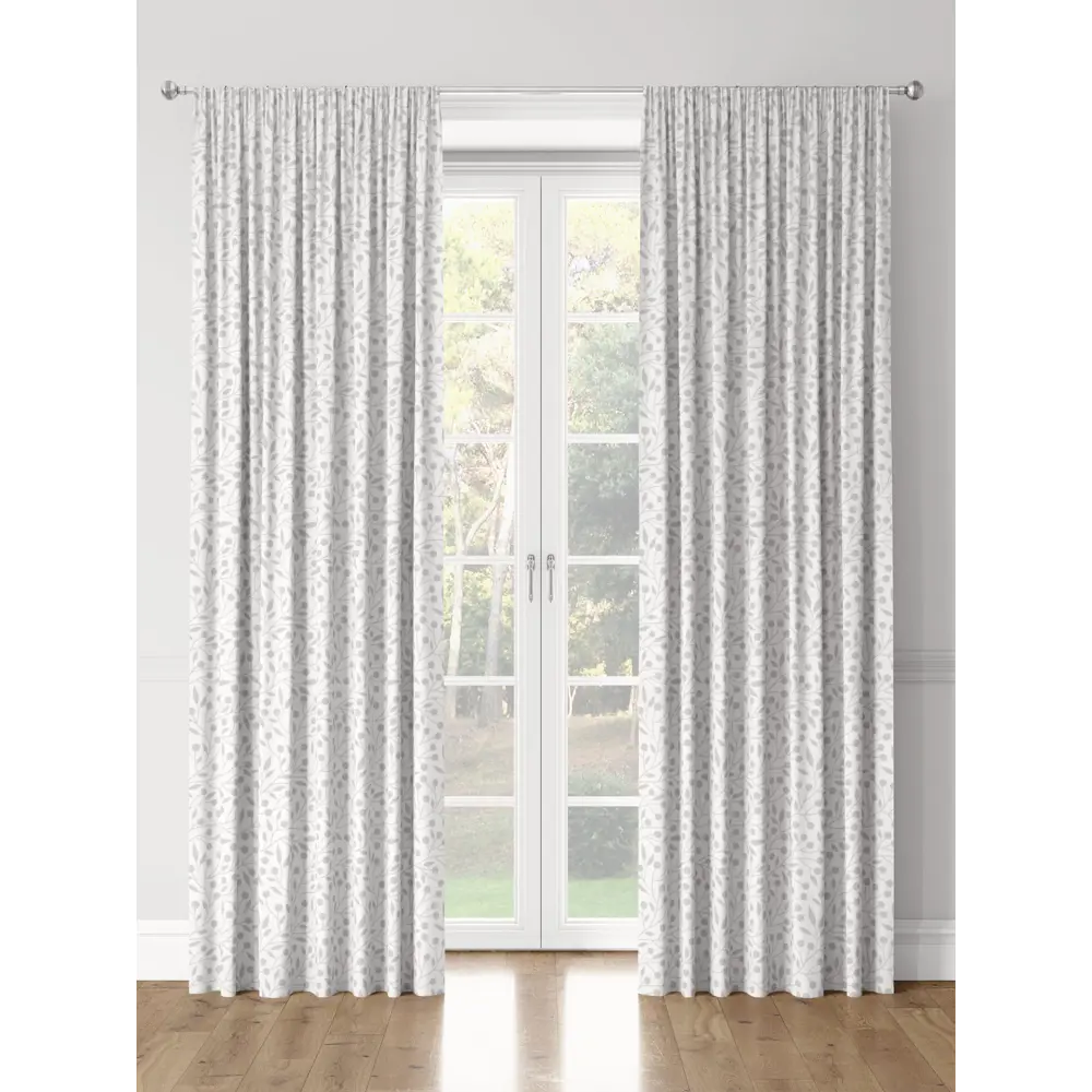 Фото 3 Комплект штор на шторной ленте Decoracion Лесные ягоды 145x275 см цвет белый серый