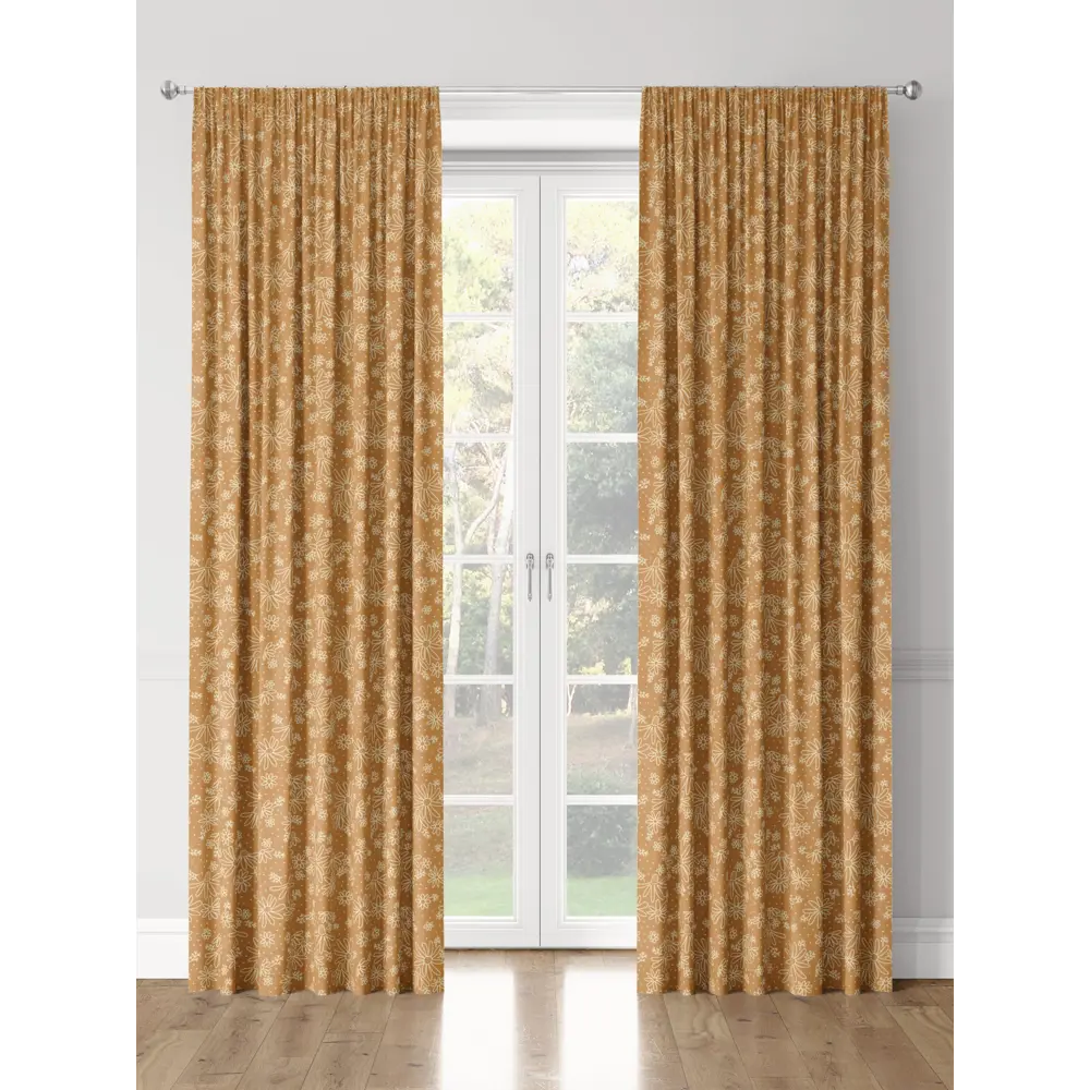 Фото 3 Комплект штор на шторной ленте Decoracion Привет ромашки 145x275 см цвет бежевый светло-коричневый Фото 3 Комплект штор на шторной ленте Decoracion Привет ромашки 145x275 см цвет бежевый светло-коричневый