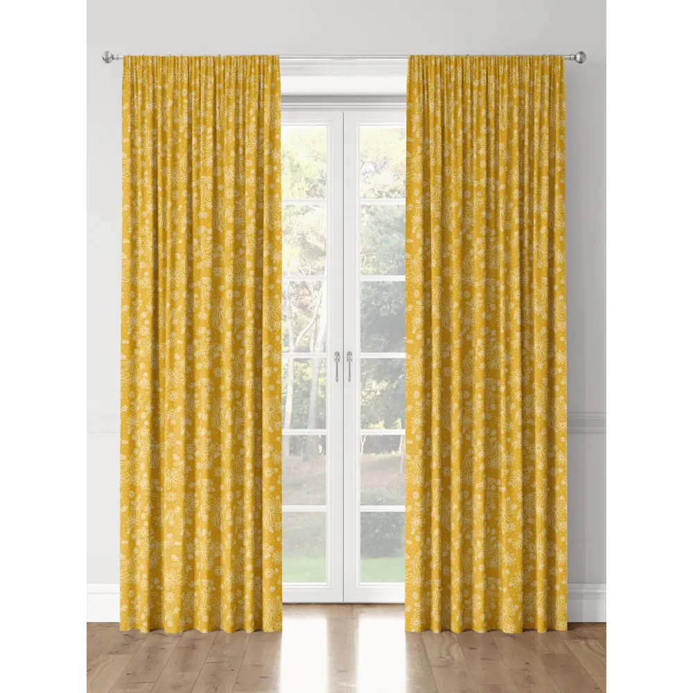 Фото 3 Комплект штор на шторной ленте Decoracion Привет ромашки 145x275 см цвет белый желтый