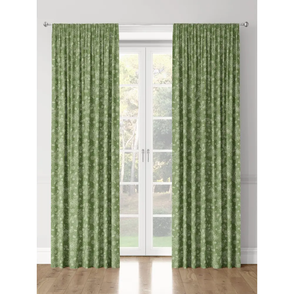 Фото 3 Комплект штор на шторной ленте Decoracion Привет ромашки 145x275 см цвет белый оливковый Фото 3 Комплект штор на шторной ленте Decoracion Привет ромашки 145x275 см цвет белый оливковый