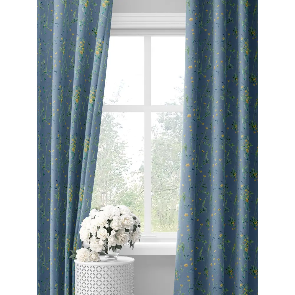 Фото Комплект штор на шторной ленте Decoracion Букетики из лютиков 145x275 см цвет синий/зеленый/желтый Фото Комплект штор на шторной ленте Decoracion Букетики из лютиков 145x275 см цвет синий/зеленый/желтый