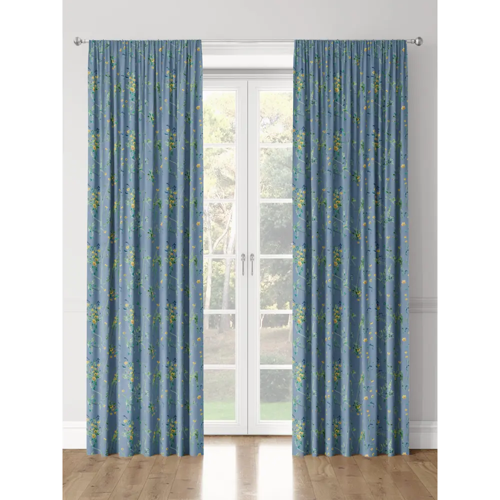 Фото 3 Комплект штор на шторной ленте Decoracion Букетики из лютиков 145x275 см цвет синий/зеленый/желтый Фото 3 Комплект штор на шторной ленте Decoracion Букетики из лютиков 145x275 см цвет синий/зеленый/желтый