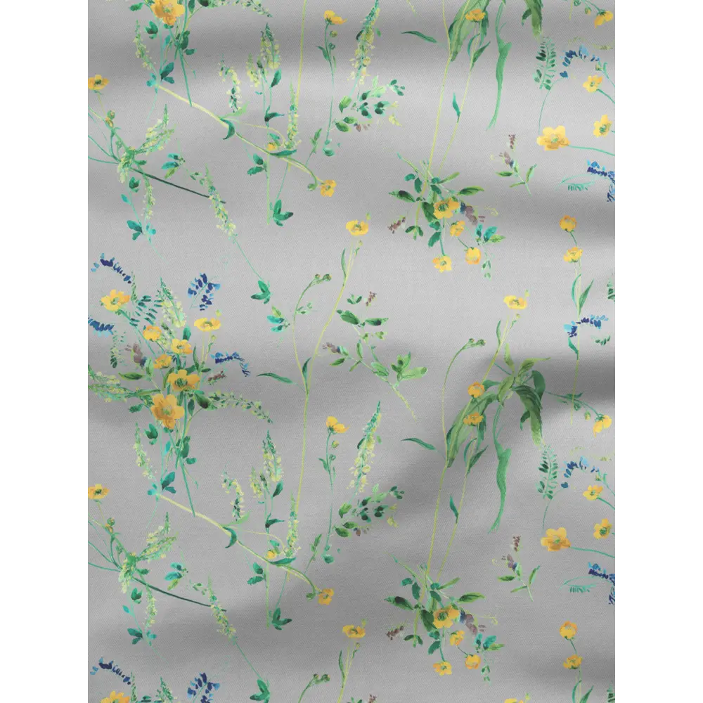 Фото 2 Комплект штор на шторной ленте Decoracion Букетики из лютиков 145x275 см цвет серый зеленый желтый